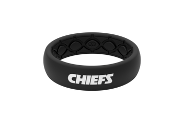 Kansas City Chiefs Ring Thin Black/White Logo - Size 10