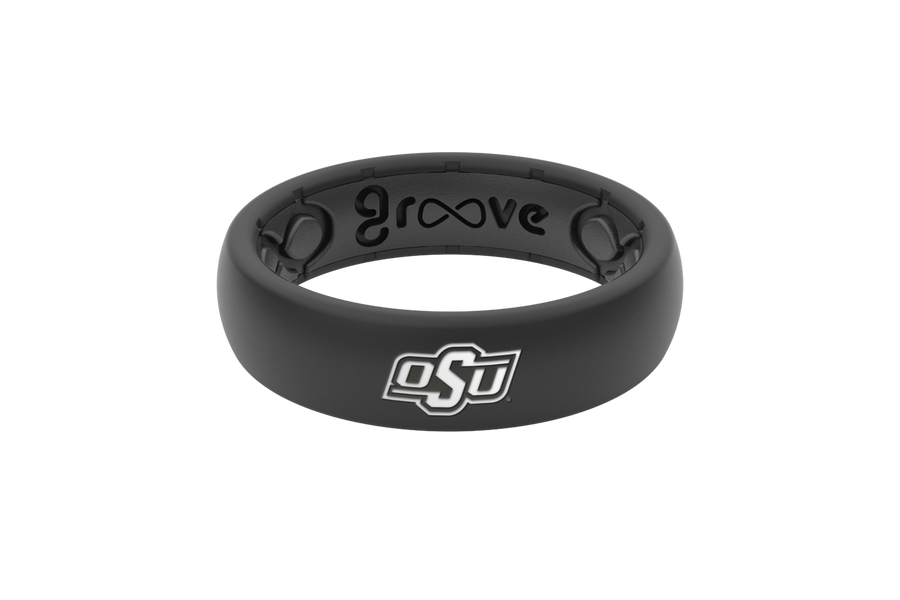 Oklahoma State Ring Thin Black/White Logo - Size 10