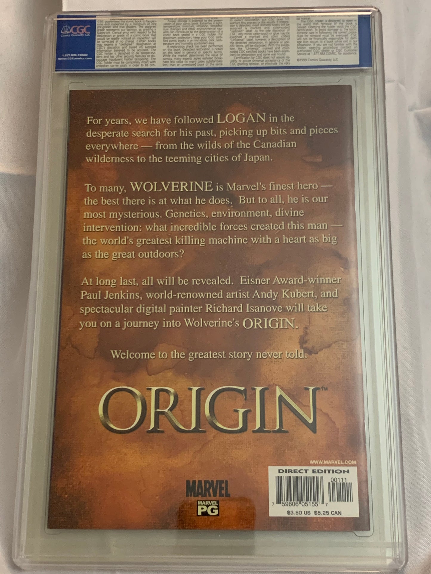 Wolverine :The Origin #1, CGC 9.6 Marvel Comics