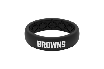 Cleveland Browns Ring Thin Black/White Logo - Size 10