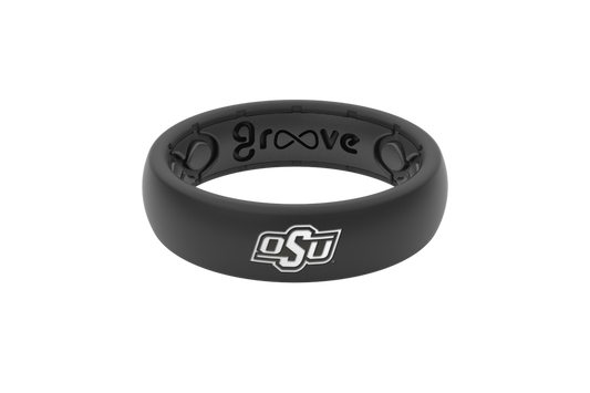 Oklahoma State Ring Thin Black/White Logo - Size 6