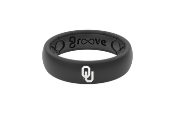 Oklahoma Ring Thin Black/White Logo - Size 6